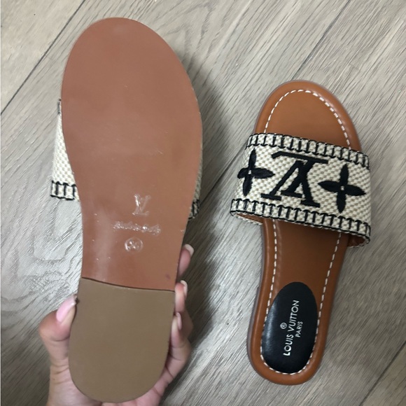 Beige and Black Sandals - Picture 1 of 2